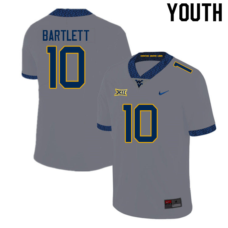 Youth #10 Jared Bartlett West Virginia Mountaineers College Football Jerseys Sale-Gray